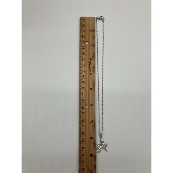 Silver Tone Initial A Necklace 16 in Clear Crystal Rhinestone Dainty Pendant - Picture 7 of 7